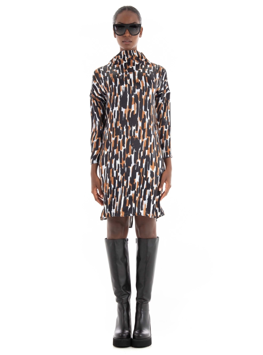 Ioanna Kourbela 'PAINTED ILLUSIONS'' Mini Dress With High Neck - Multi Colors