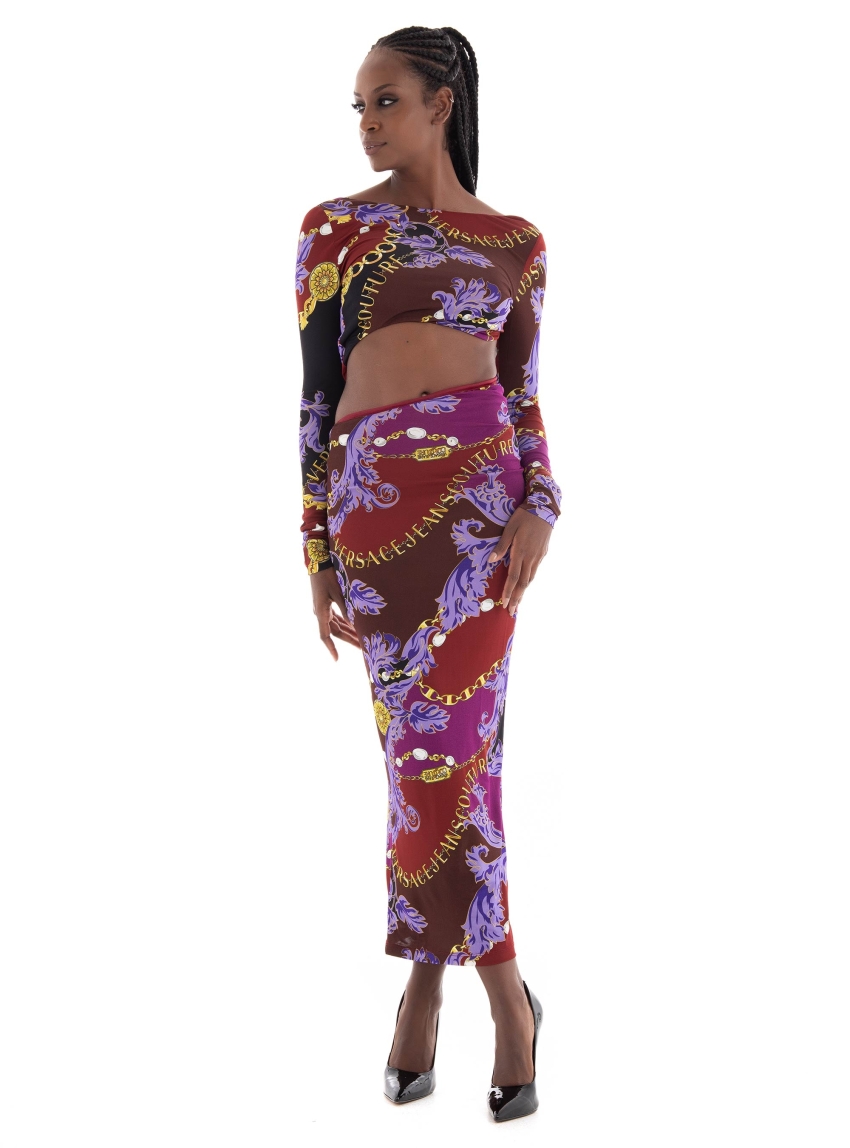 Versace Jeans Couture Chain Print Dress - Dark Purple