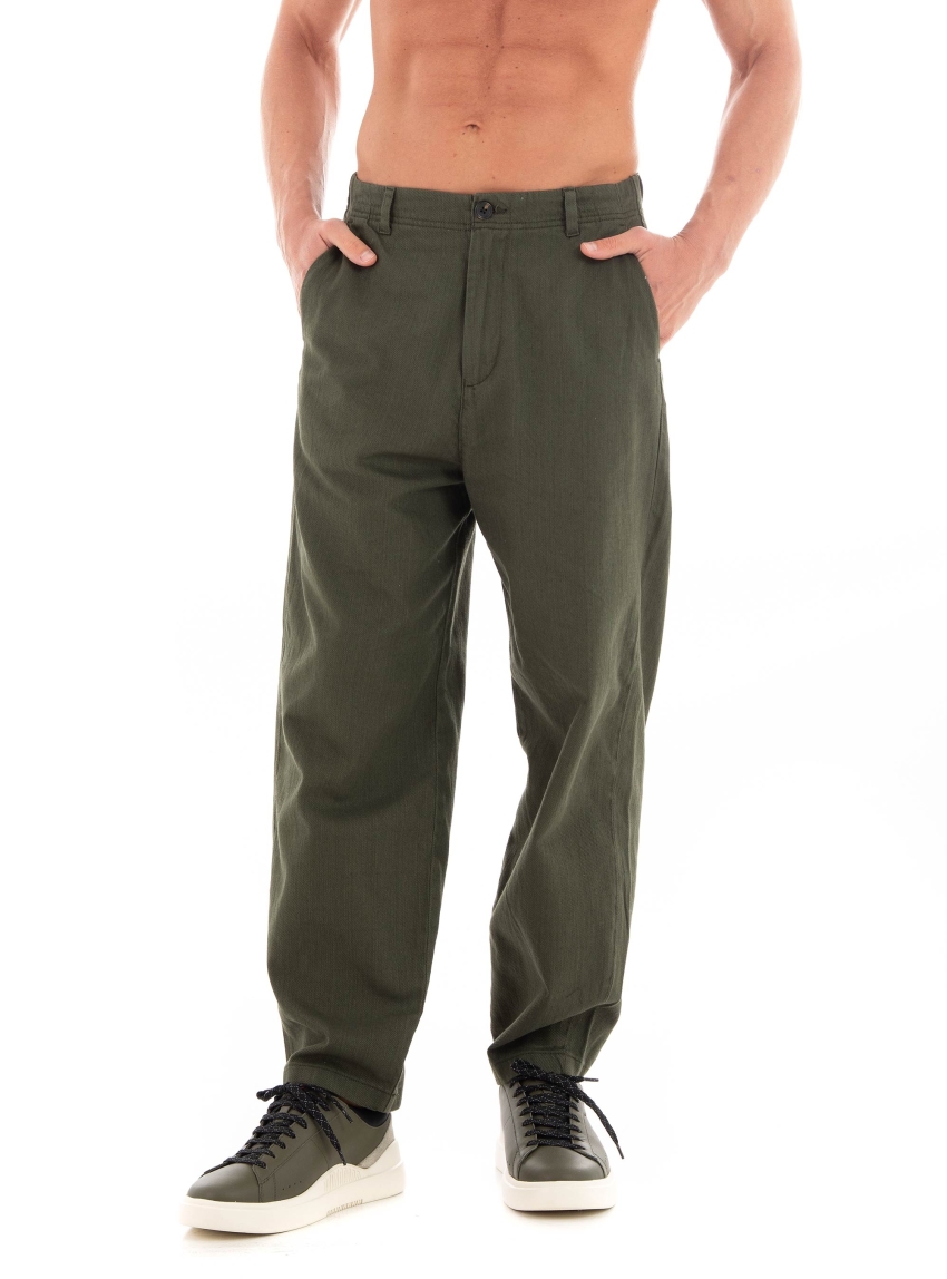 Selected Barrel Mark Twill Pants - Dark Olive Green