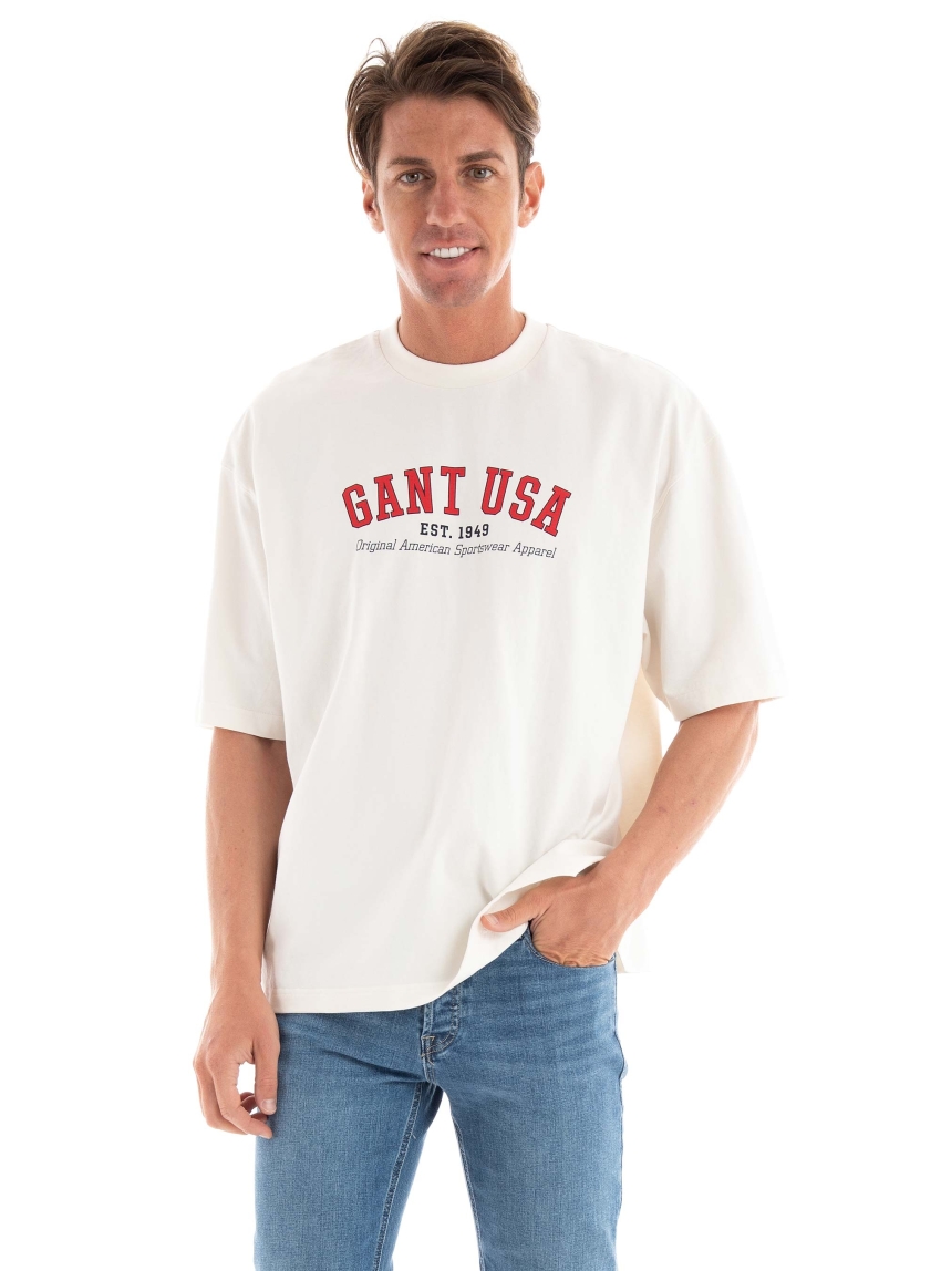 Gant Crew Neck T-Shirt - Cream