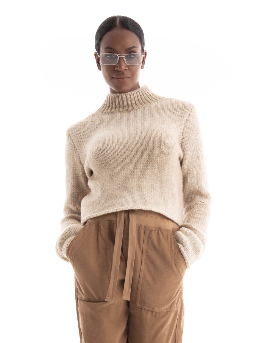 Only Liva Highneck Knit - Light Brown