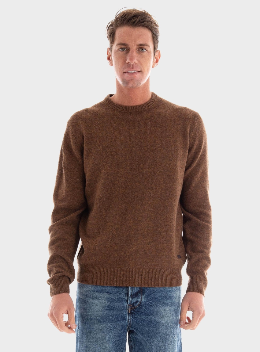 Barbour Regular Fit Patch Crew Neck Knit -Brown