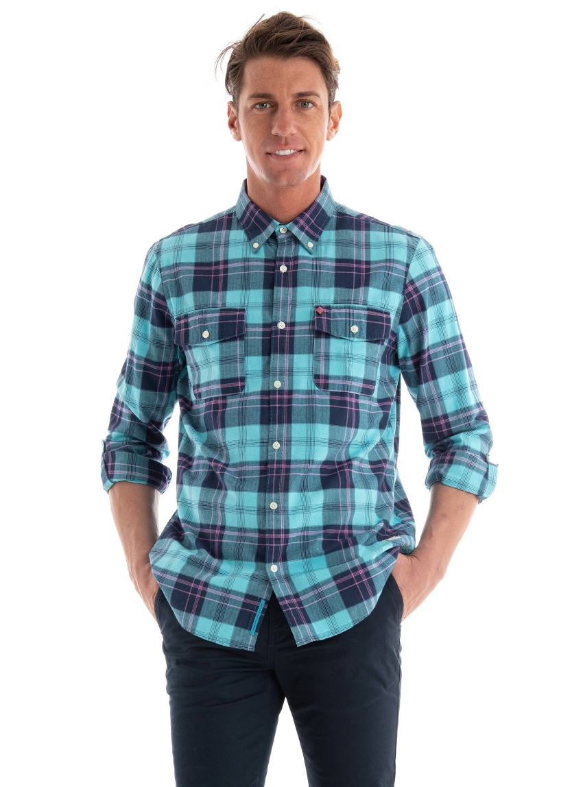 Scotch & Soda Lightweight Flannel Checked Shirt - Blue
