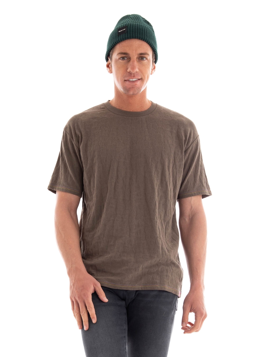 Scotch & Soda Relaxed Fit Jacquard T-Shirt - Taupe