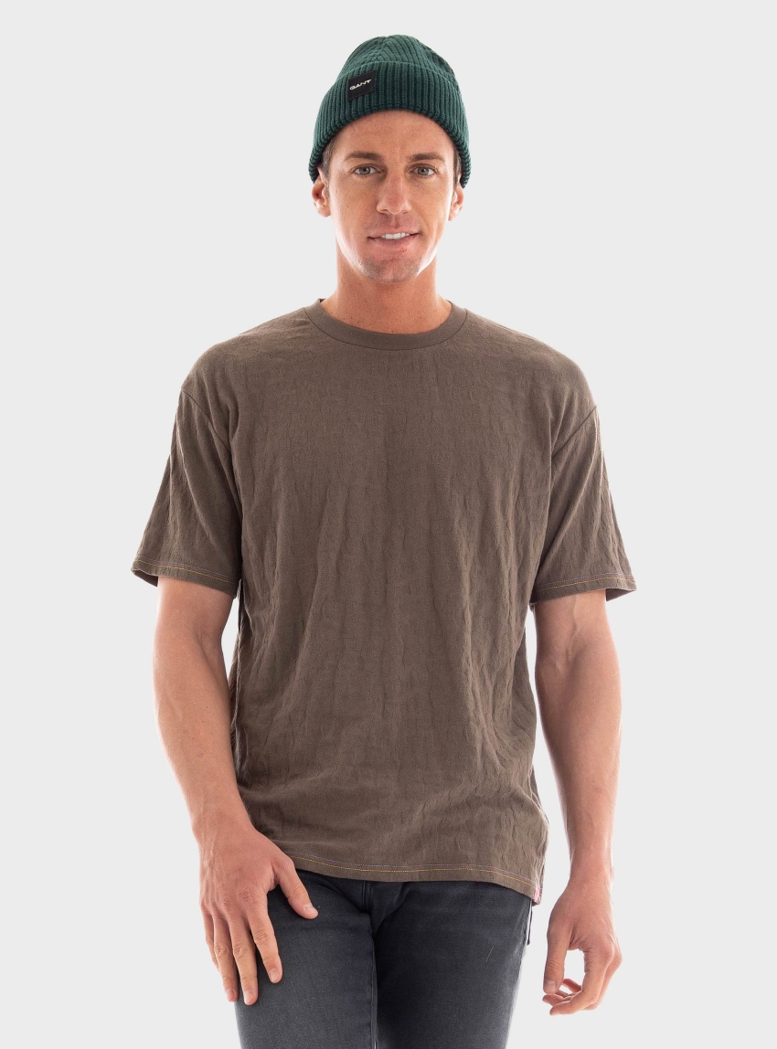 Scotch & Soda Relaxed Fit Jacquard T-Shirt - Taupe