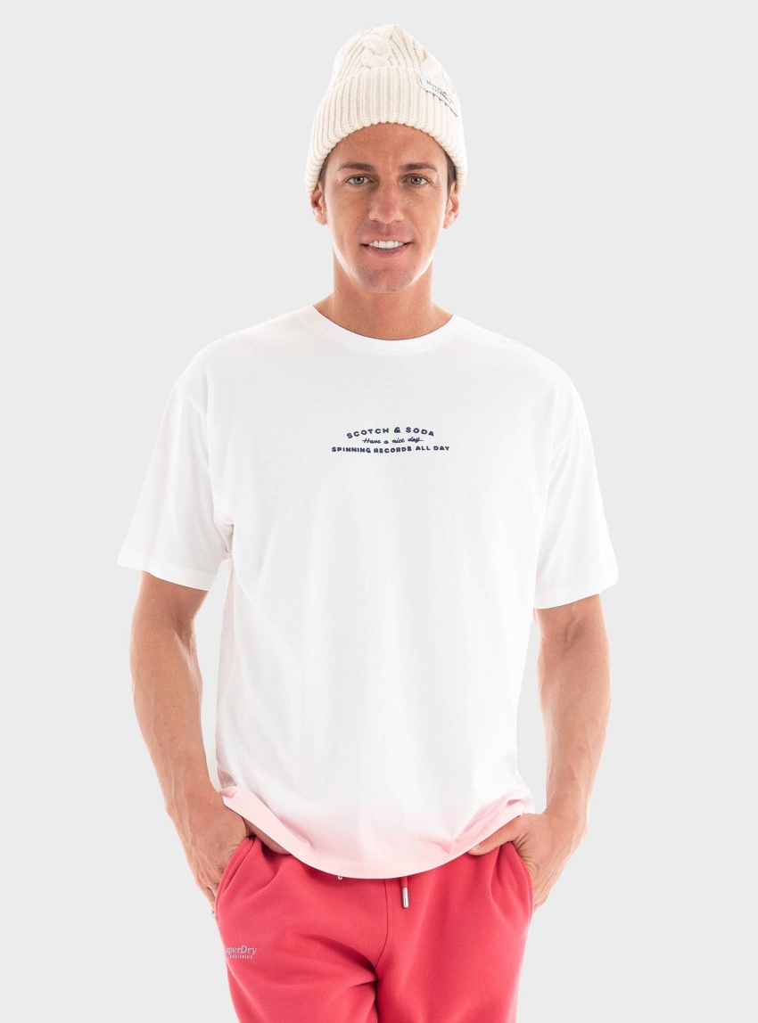 Scotch & Soda Relaxed Fit Gradient T-Shirt - White
