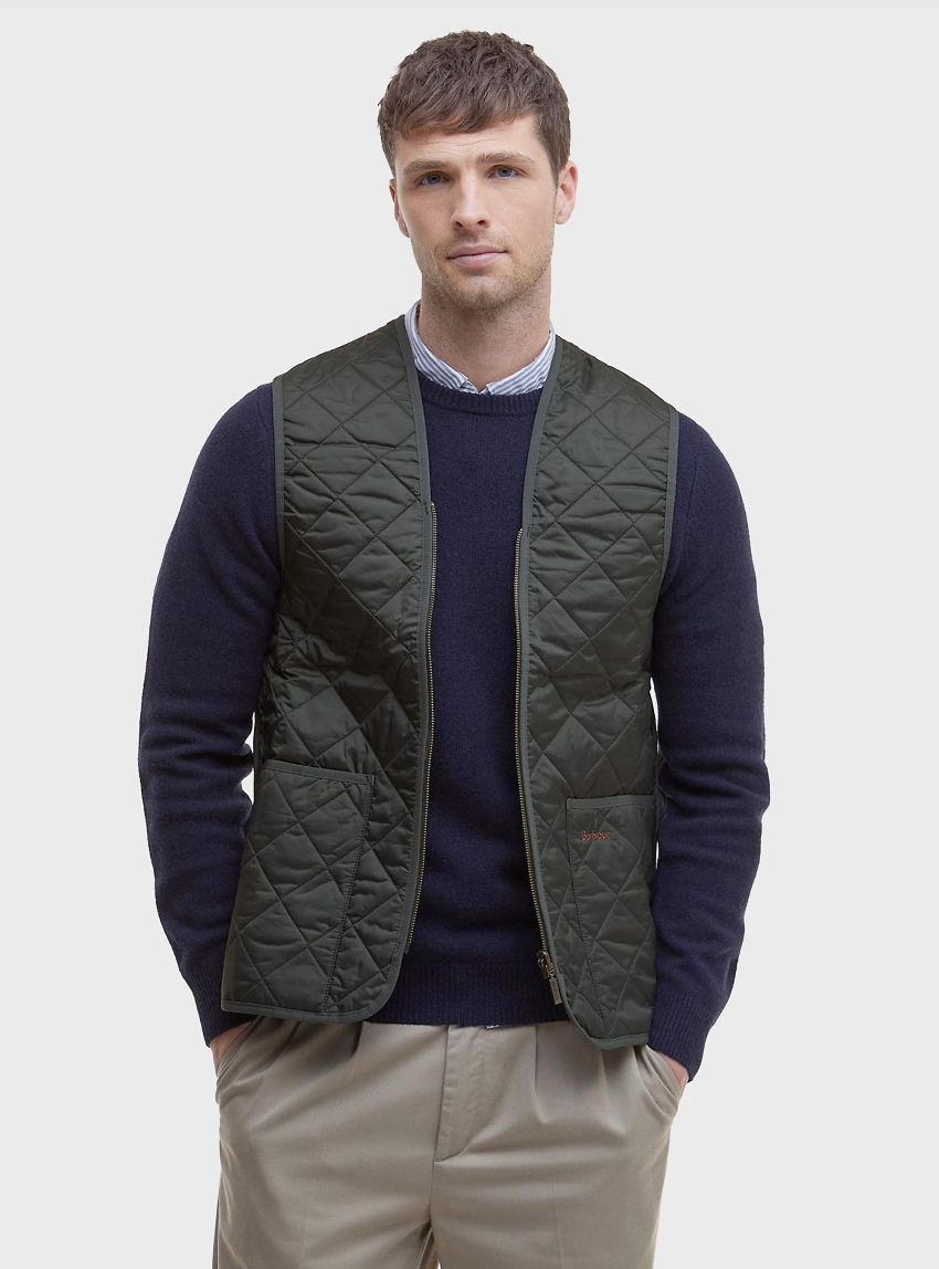 Barbour Quilted Zip In Liner Waistcoat - Dark Olive Green