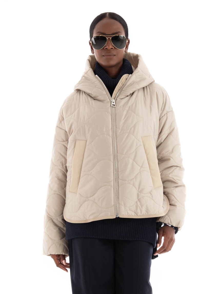 Marc O Polo Quilted Hooded Cape - Cream