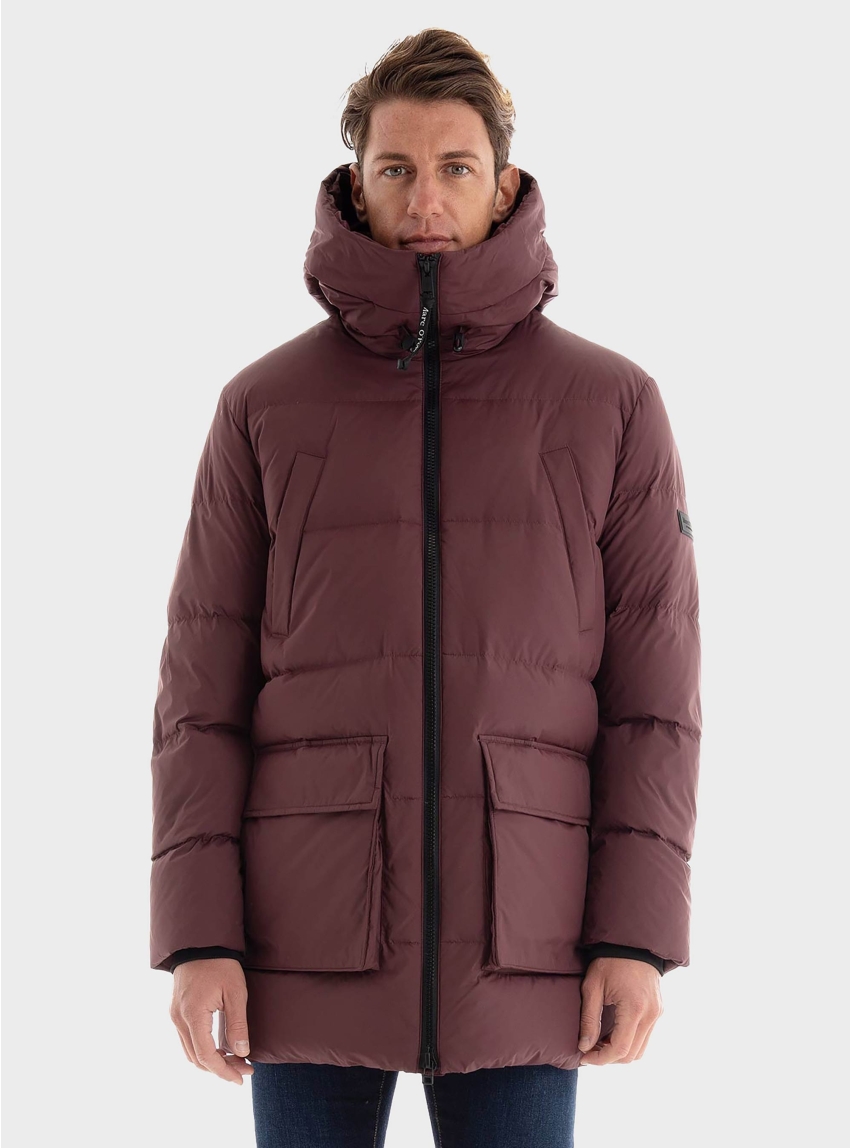 Marc O Polo Regular Fit Hooded Water Repellent Jacket - Eggplant