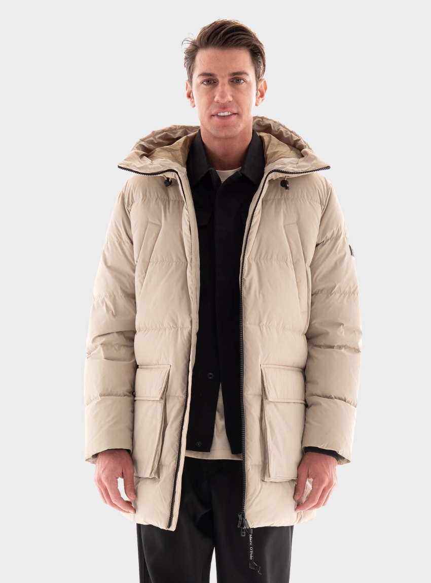 Marc O Polo Regular Fit Hooded Water Repellent Jacket - Cream