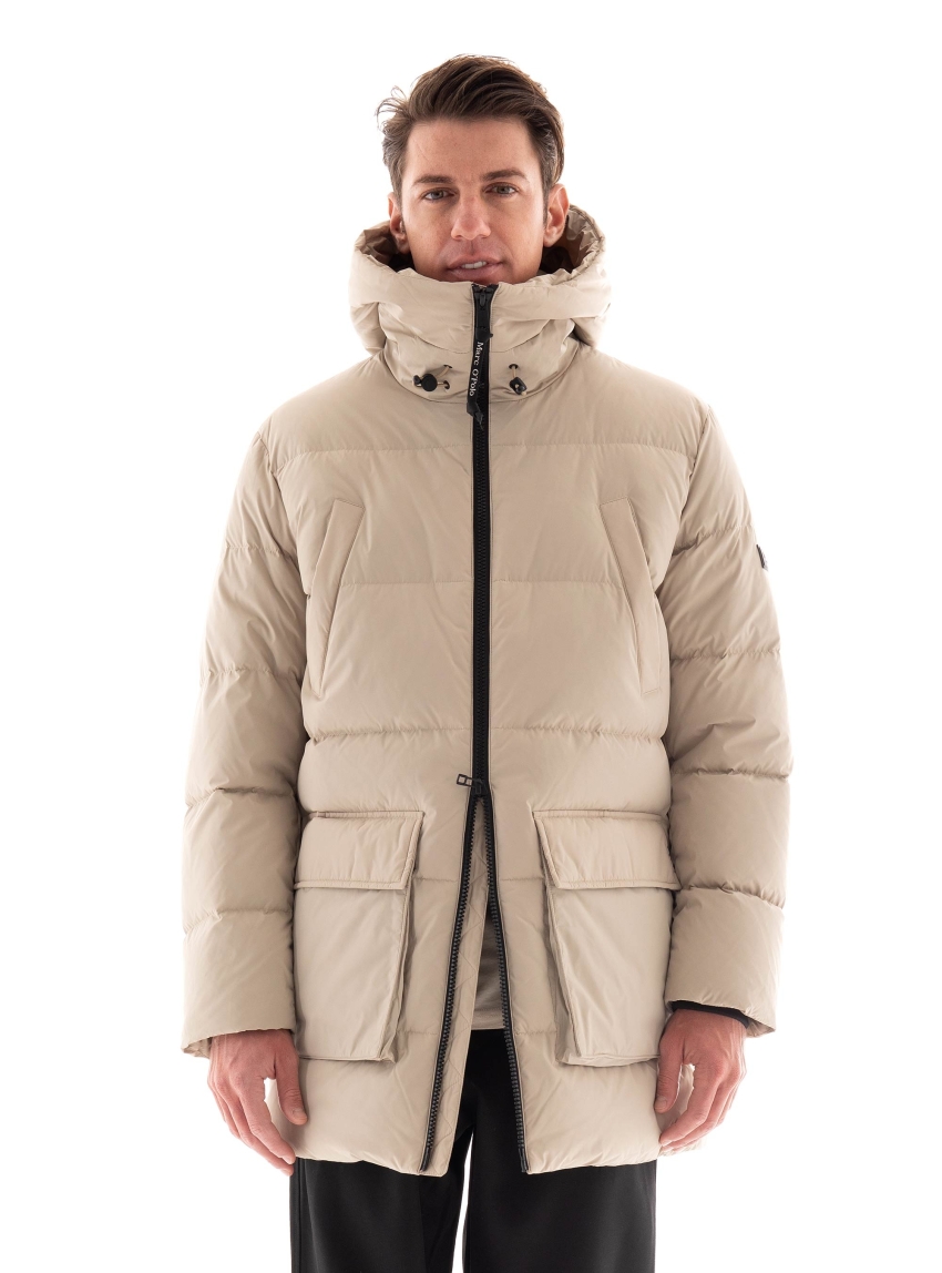 Marc O Polo Regular Fit Hooded Water Repellent Jacket - Cream