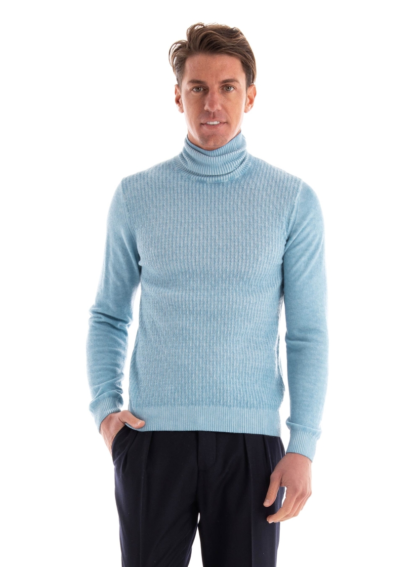 Paul Miranda Roll Neck Knit - Sky Blue