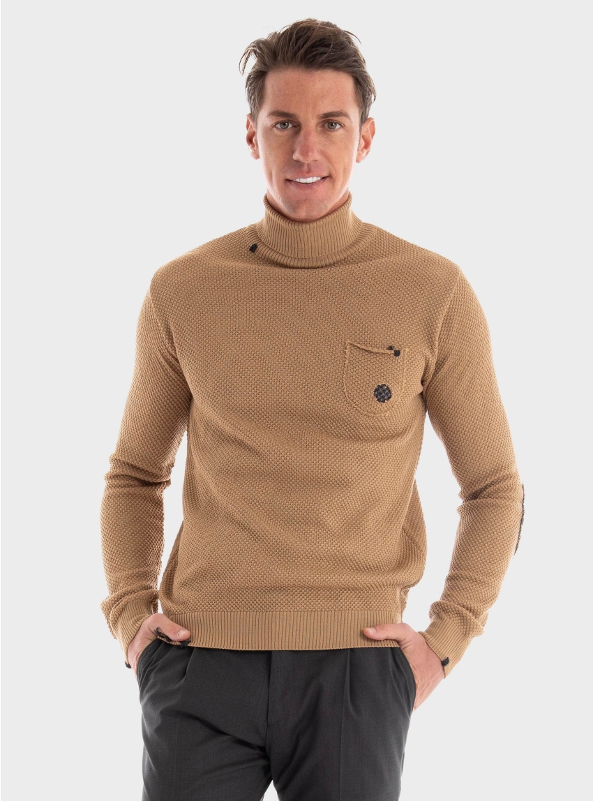 Paul Miranda Roll Neck Knit - Dark Beige