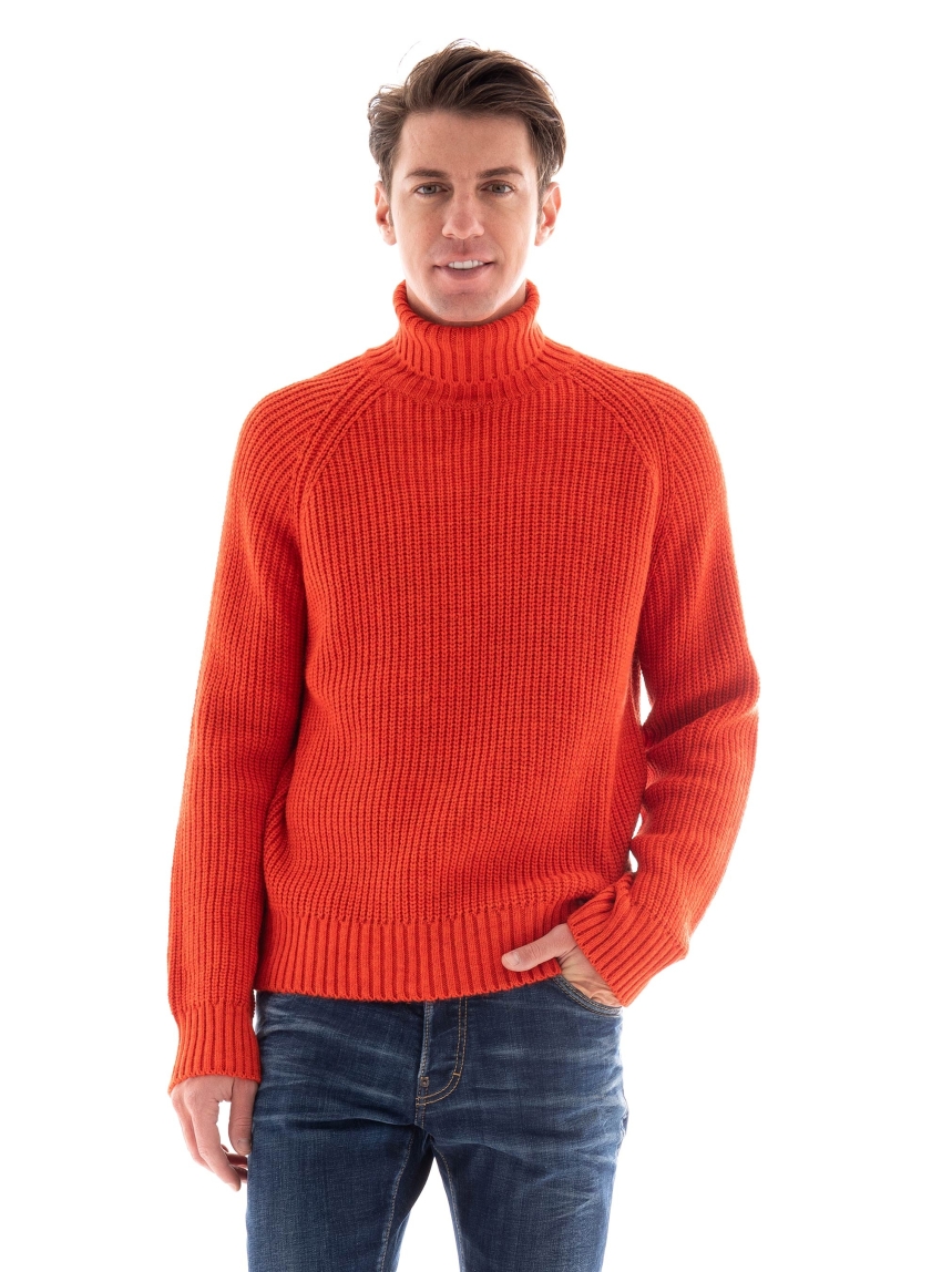 Manuel Ritz Roll Neck Knit - Orange Red