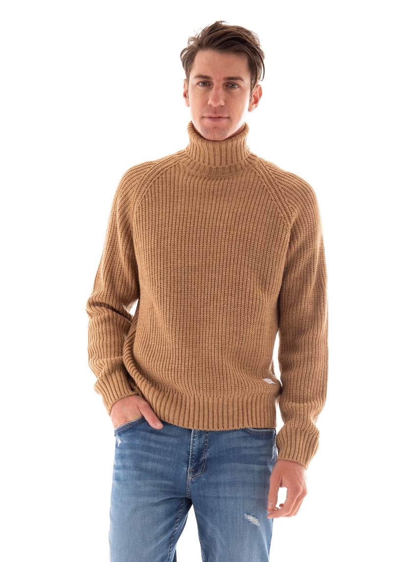 Manuel Ritz Roll Neck Knit - Dark Beige