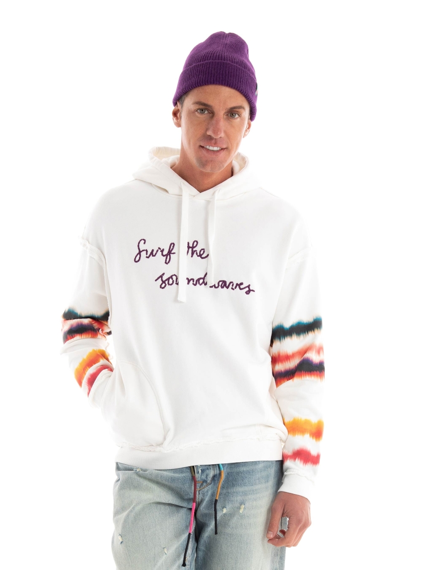 Scotch & Soda Relaxed Fit Raw Edge Astwork Hoodie - Off White