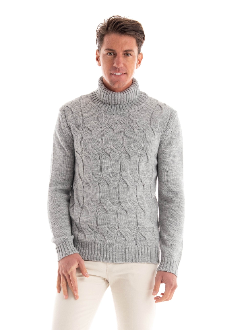 Paul Miranda Roll Neck Knit - Grey Melange
