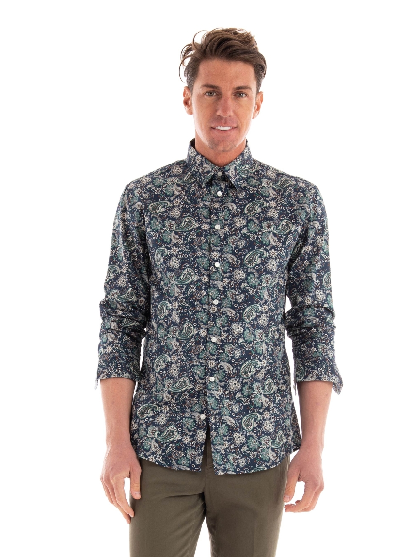 Selected Slimsoho-Aop Mix Shirt - Navy