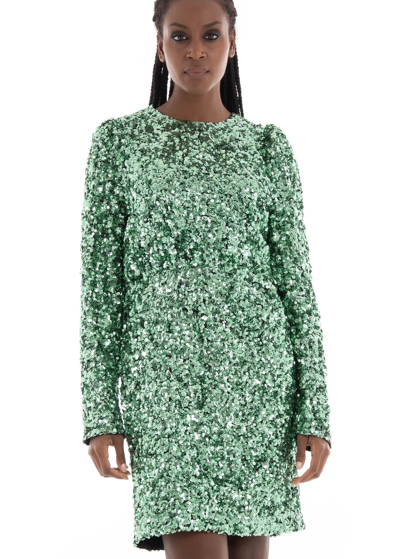 Selected Colyn Short Sequins Dress - Green