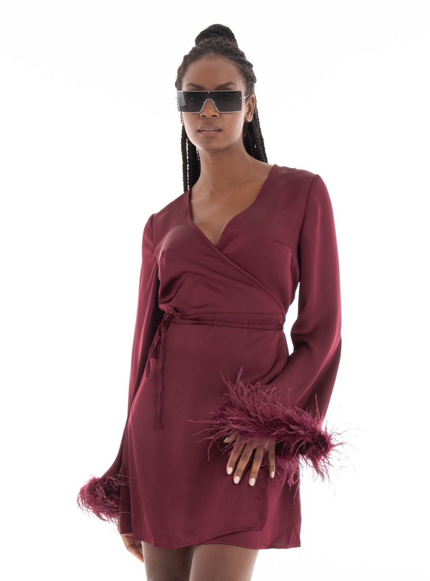 Glamorous Satin Dress - Bordeaux
