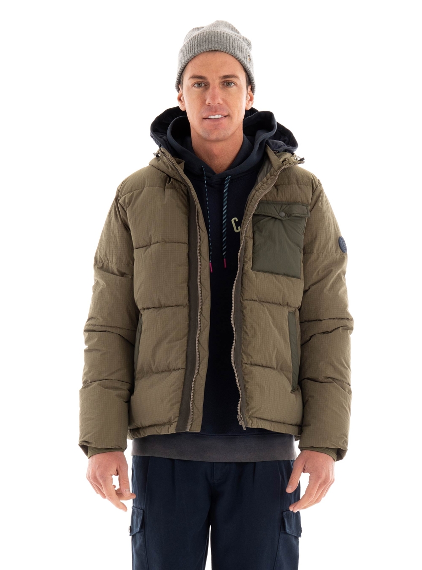 Scotch & Soda Hooded Puffa Jacket - Khaki