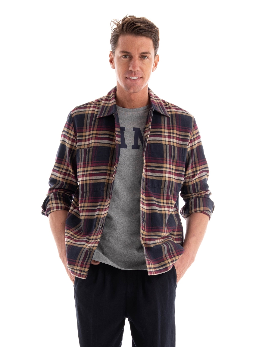 Marc O Polo Bowling Collar Overshirt - Dark Blue