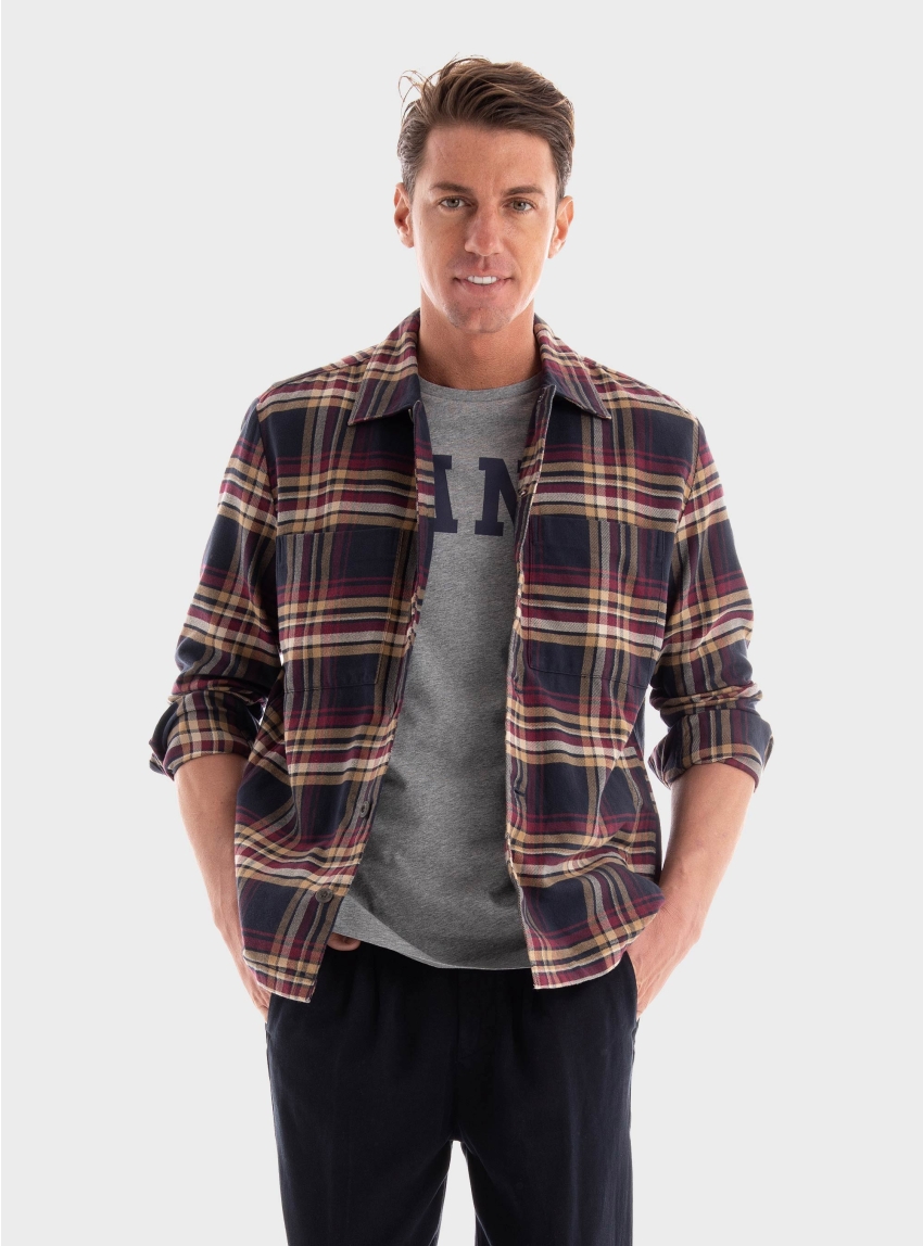 Marc O Polo Bowling Collar Overshirt - Dark Blue