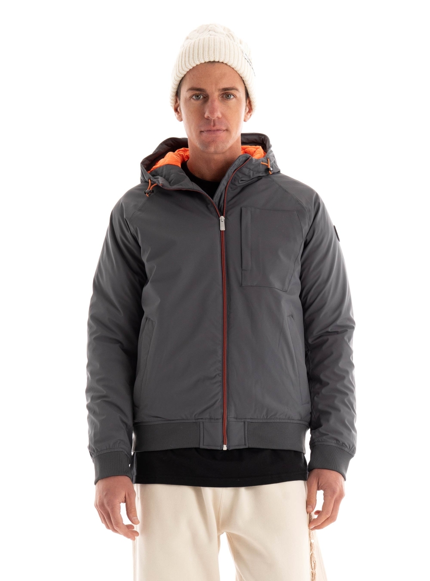 Scotch & Soda Stretch Padded Hooded Jacket - Grey