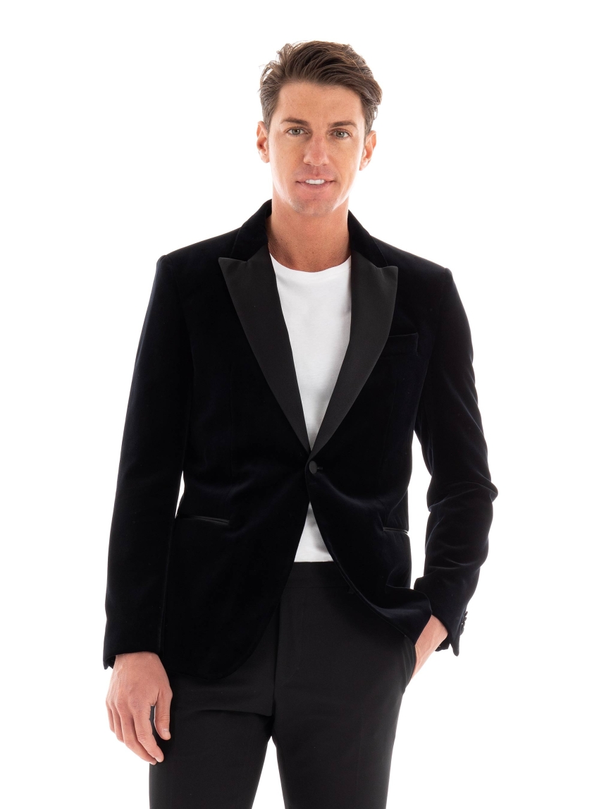BOSS Slim Fit Tuxedo Velvet Blazer H-Hutson-Tux-231 - Black