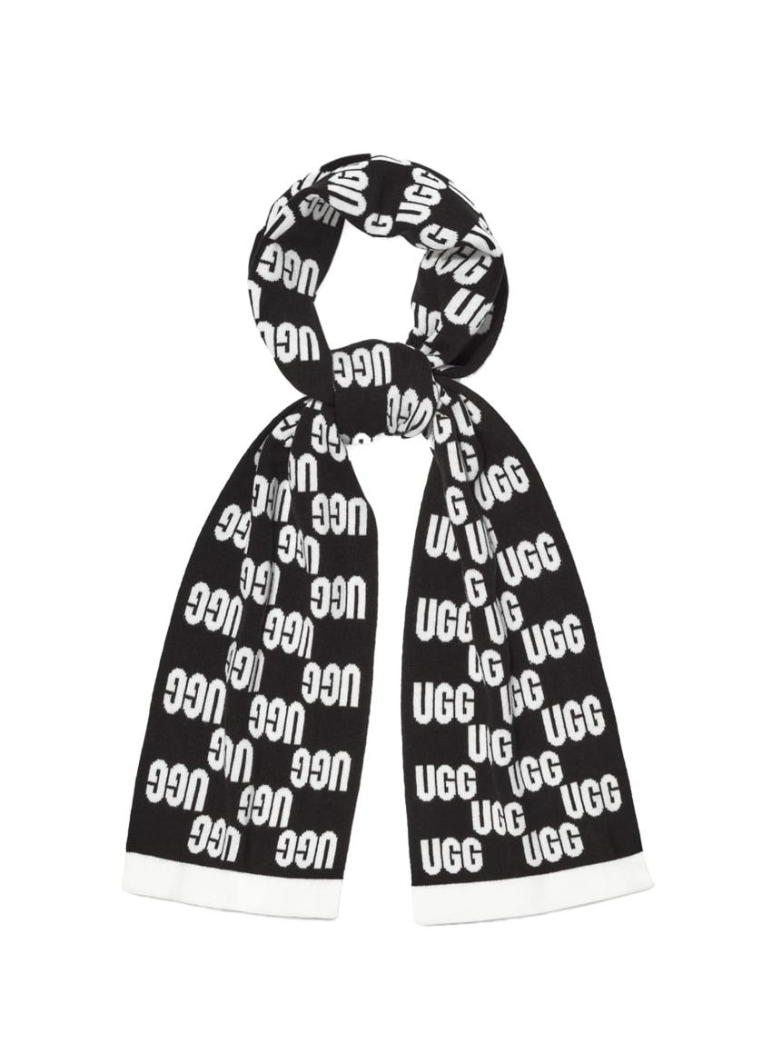 Ugg Checked Graphic Logo Scarf - Black