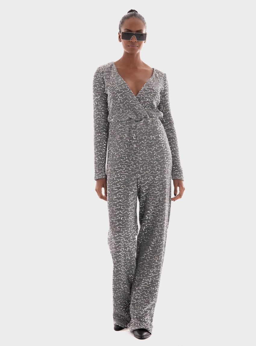 Glamorous Sequin Jumpsuit  - Silver