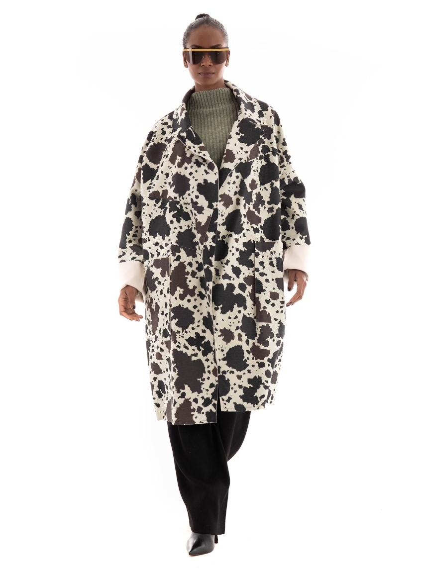 Collectiva Noir Cn Patch Coat - Animal Print