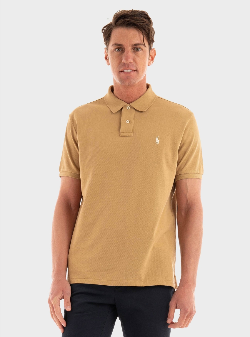 Polo Ralph Lauren Custom Slim Fit Mesh Polo Shirt - Beige