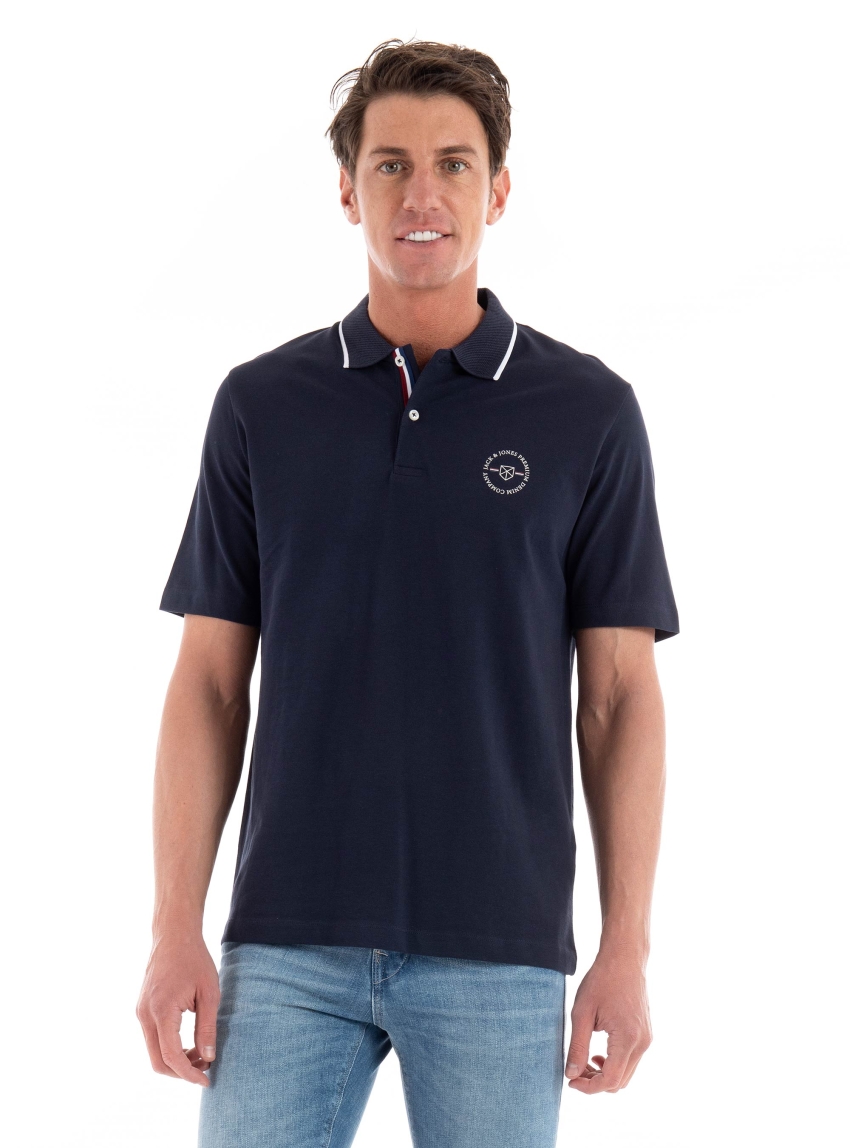 Jack & Jones Premium Shield Polo Shirt - Dark Blue