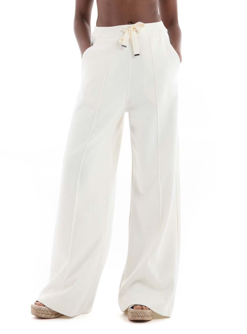 BOSS Relaxed Fit Drawstring Pants With Tape Trims Elsam1 - Off White
