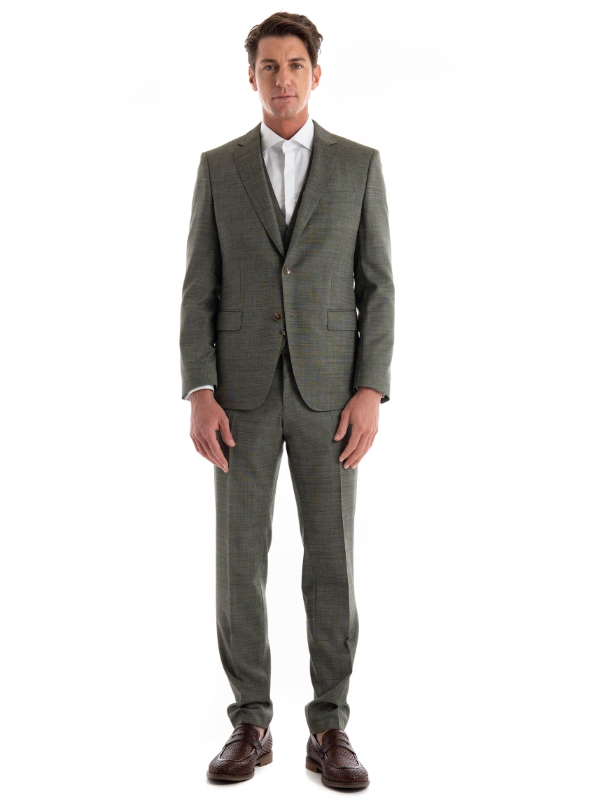 BOSS Slim Fit 3-Pieces Suit H-Huge-232 - Dark Olive Green