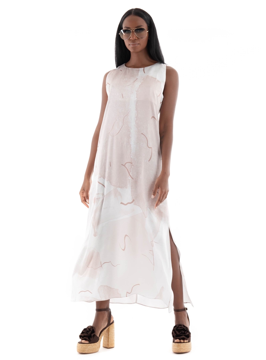 Ioanna Kourbela "Abstract Silkiness" Dress - Light Pink