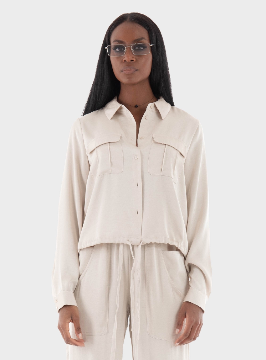 Vero Moda Marys Dana Bomber Shirt - Pumice Stone