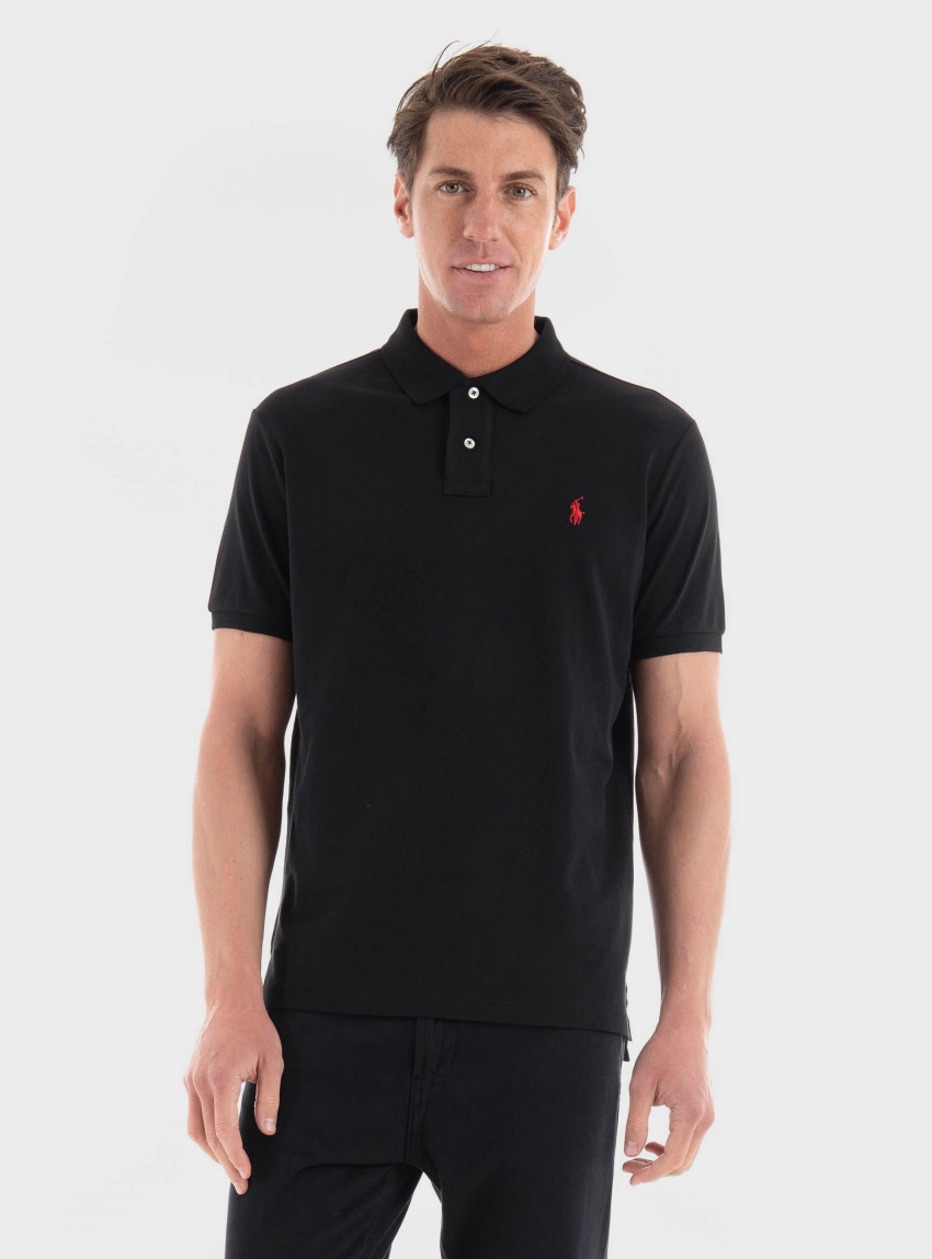 Polo Ralph Lauren Custom Slim Fit Iconic Mesh Polo Shirt - Black