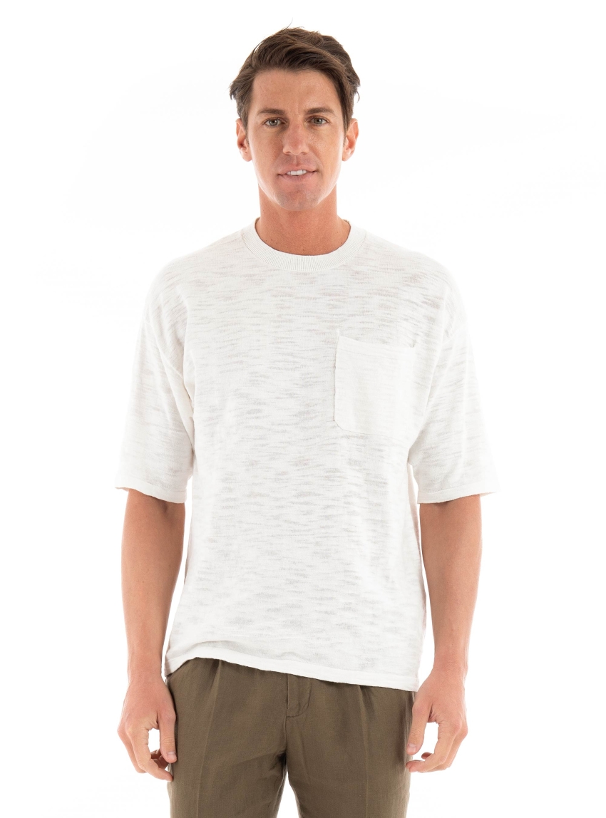Jack & Jones Kevin Crew Neck Knit T-Shirt - Off White