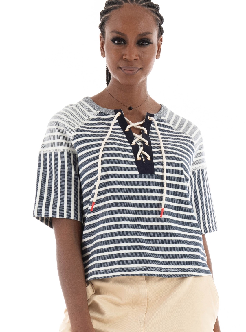 Scotch & Soda Lace Up Boxy Sweater - Ecru