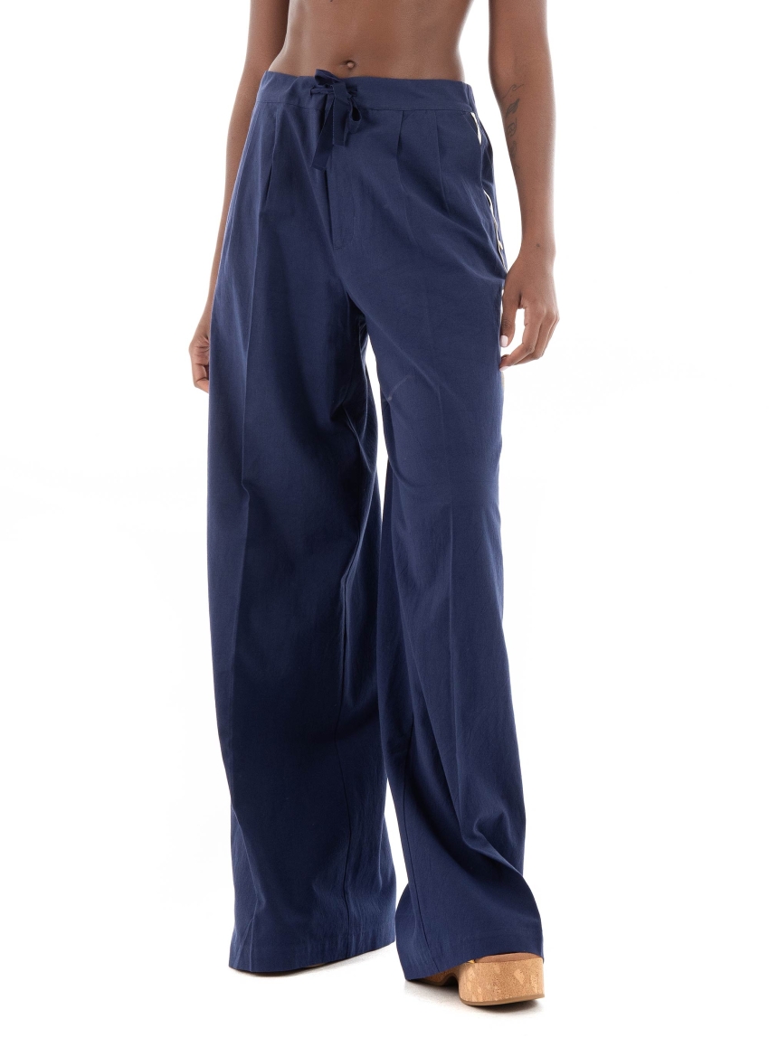 Scotch & Soda Eleni High Rise Wide Leg Pants - Navy
