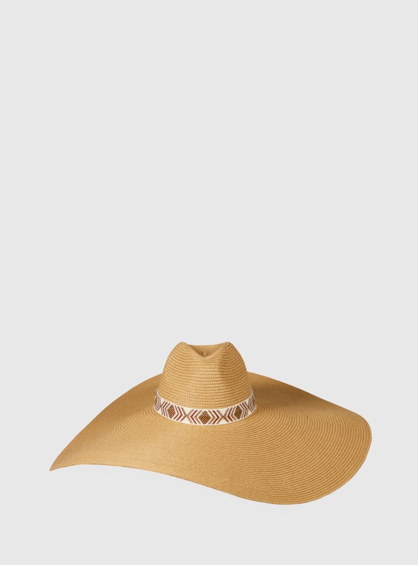 Scotch & Soda Big Straw Hat With Strap - Light Beige