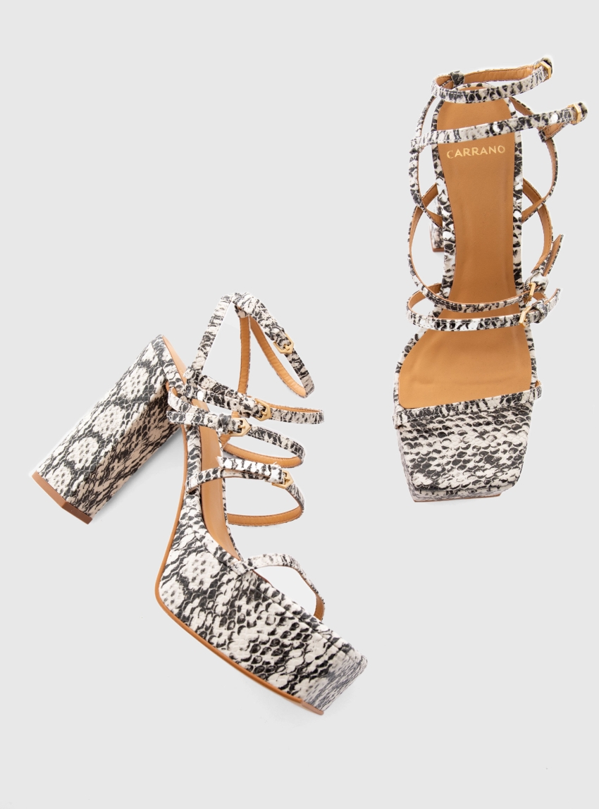 Carrano Heel Sandals - Snake Print