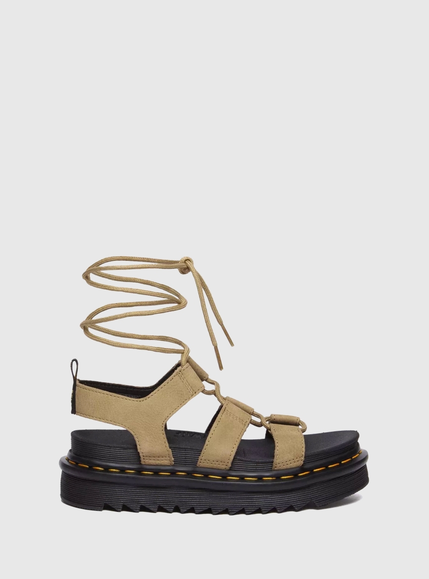 Dr Martens Nartilla Tumbled Nubuck Gladiator Leather Sandals - Dark Beige