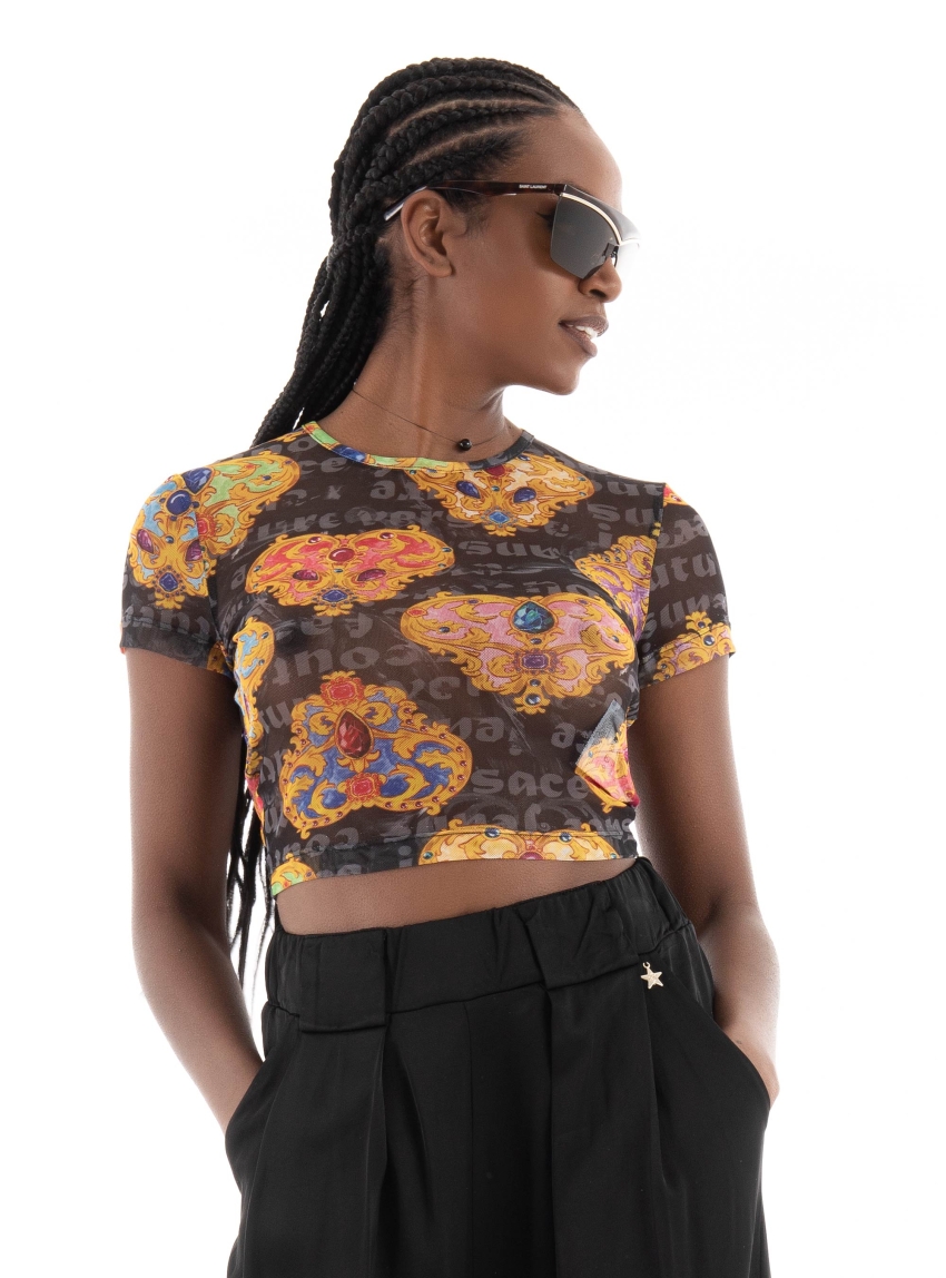 Versace Jeans Couture Print Top - Black