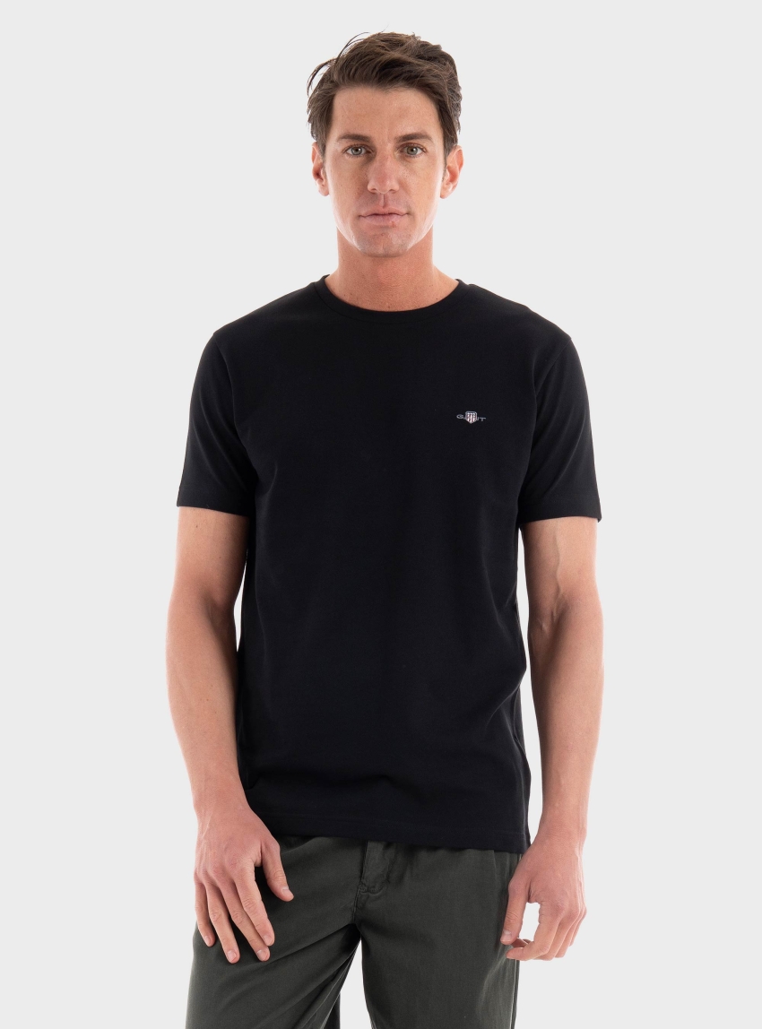Gant Slim Fit Pique T-Shirt - Black