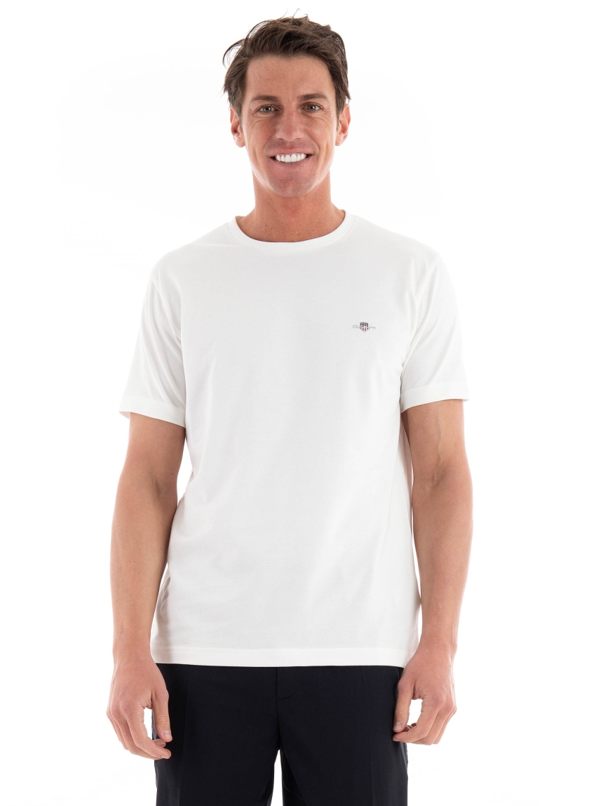 Gant Slim Fit Pique T-Shirt - Off White