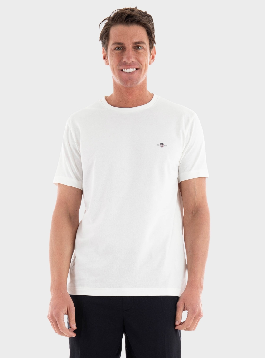 Gant Slim Fit Pique T-Shirt - Off White