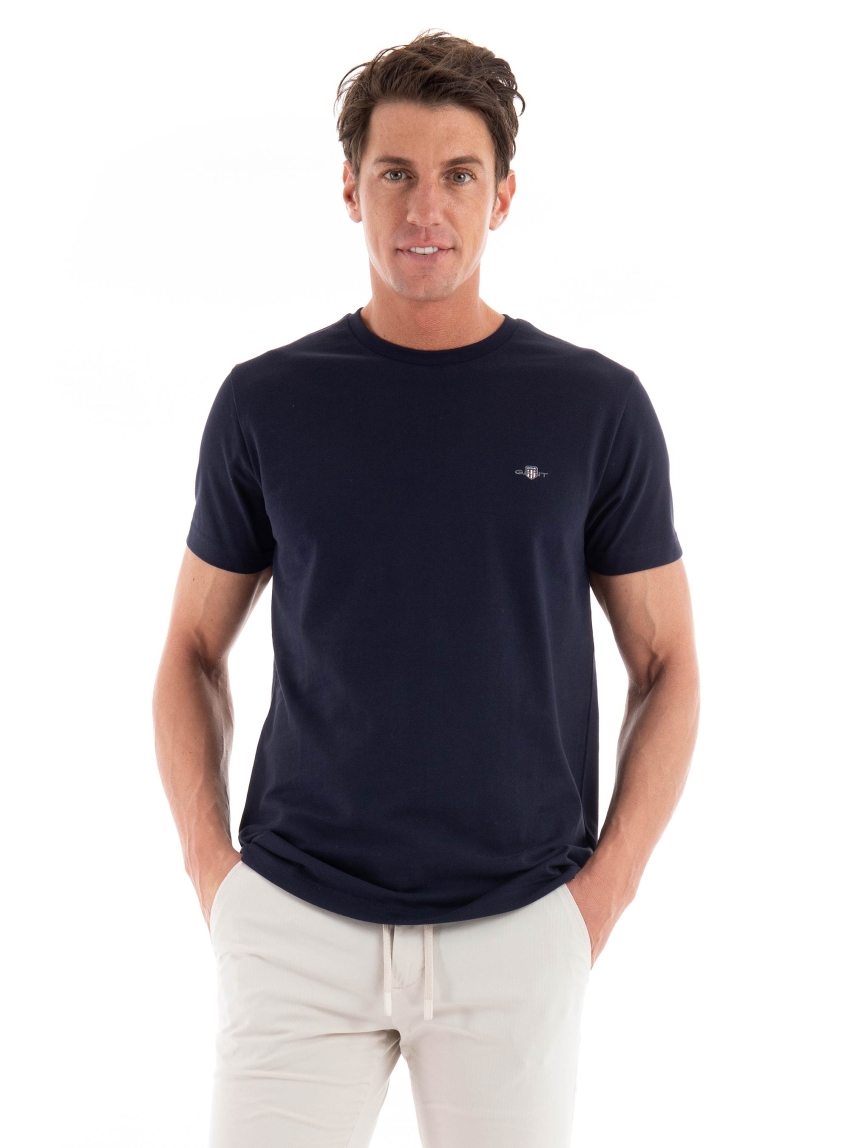 Gant Slim Fit Pique T-Shirt - Navy